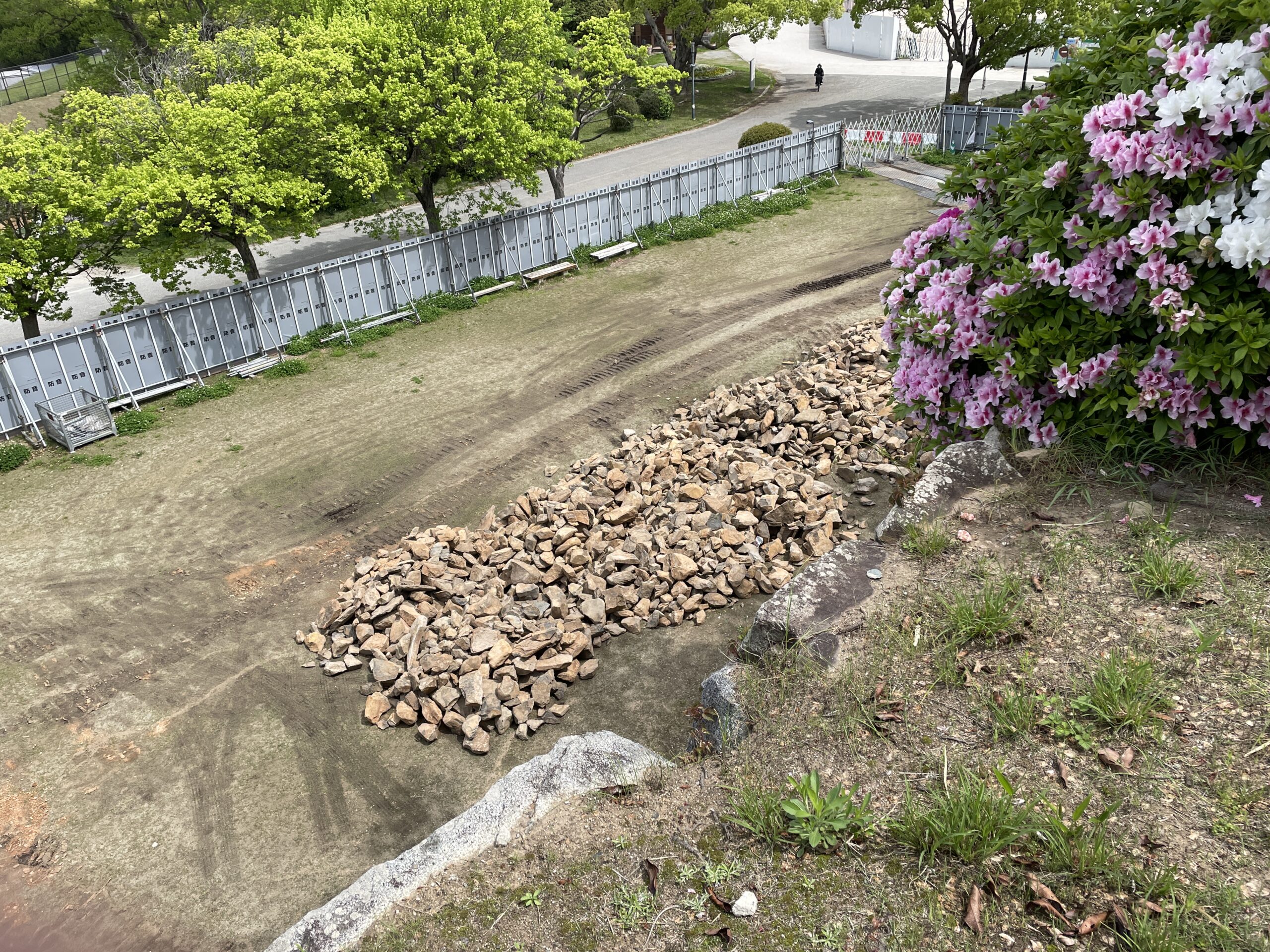 石垣の補修現場