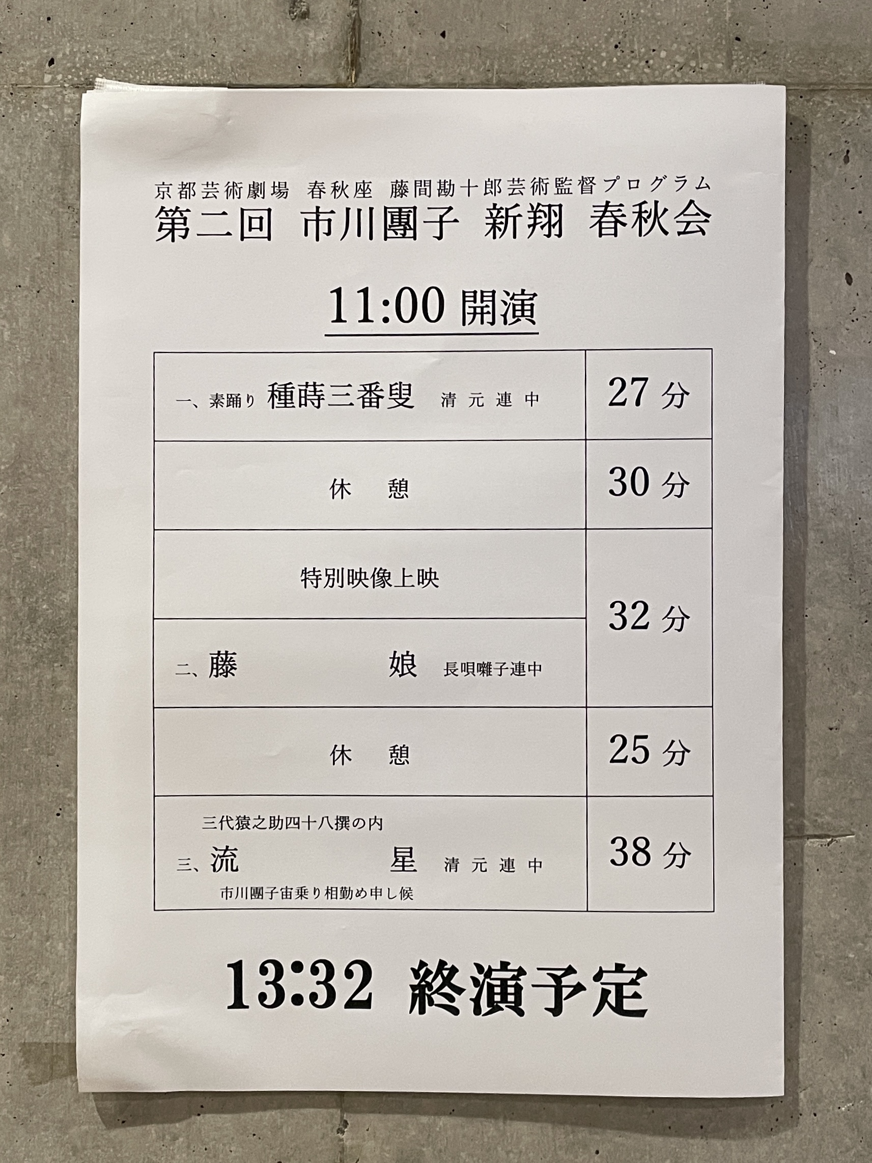 夜の部上演時間表
