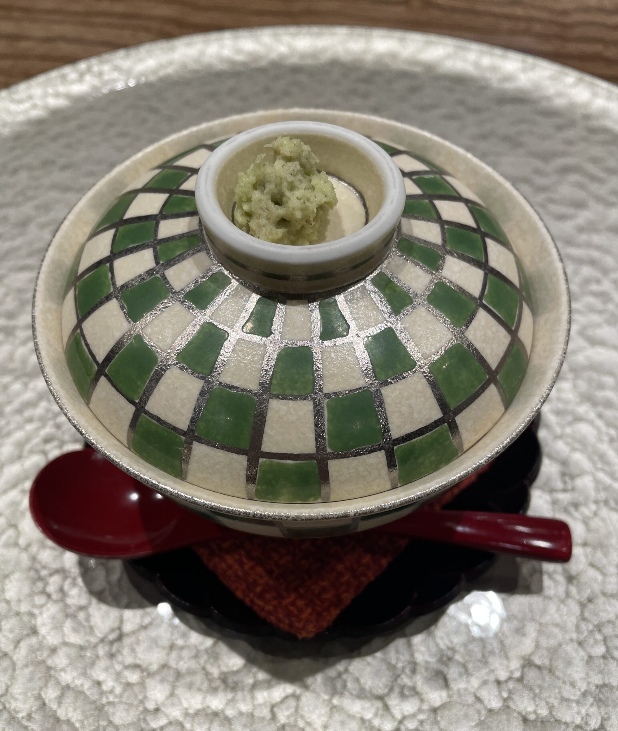市松模様の蓋物