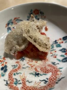 Shellfish fritto on dragon plate
