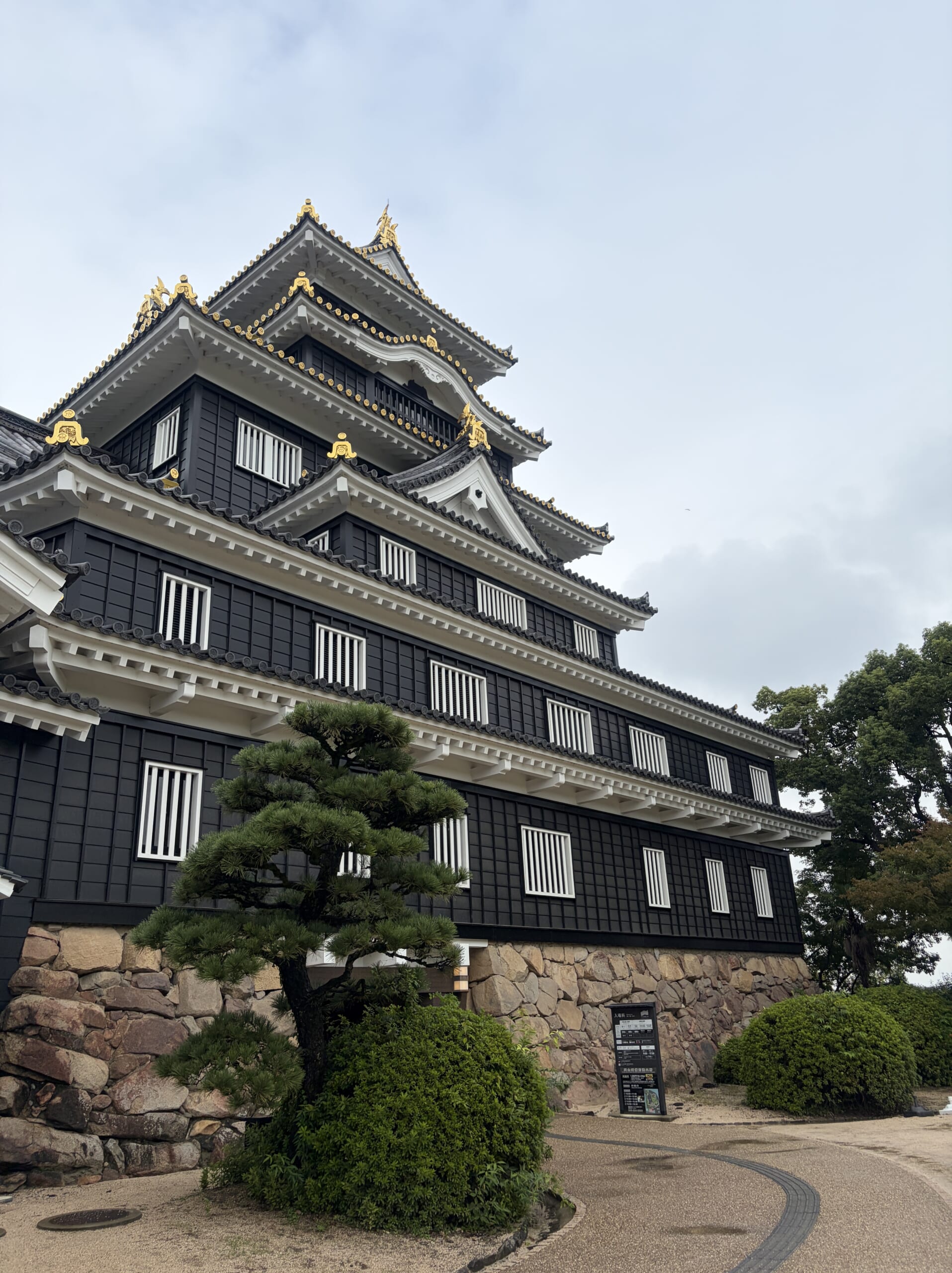 斜めから見上げた岡山城天守