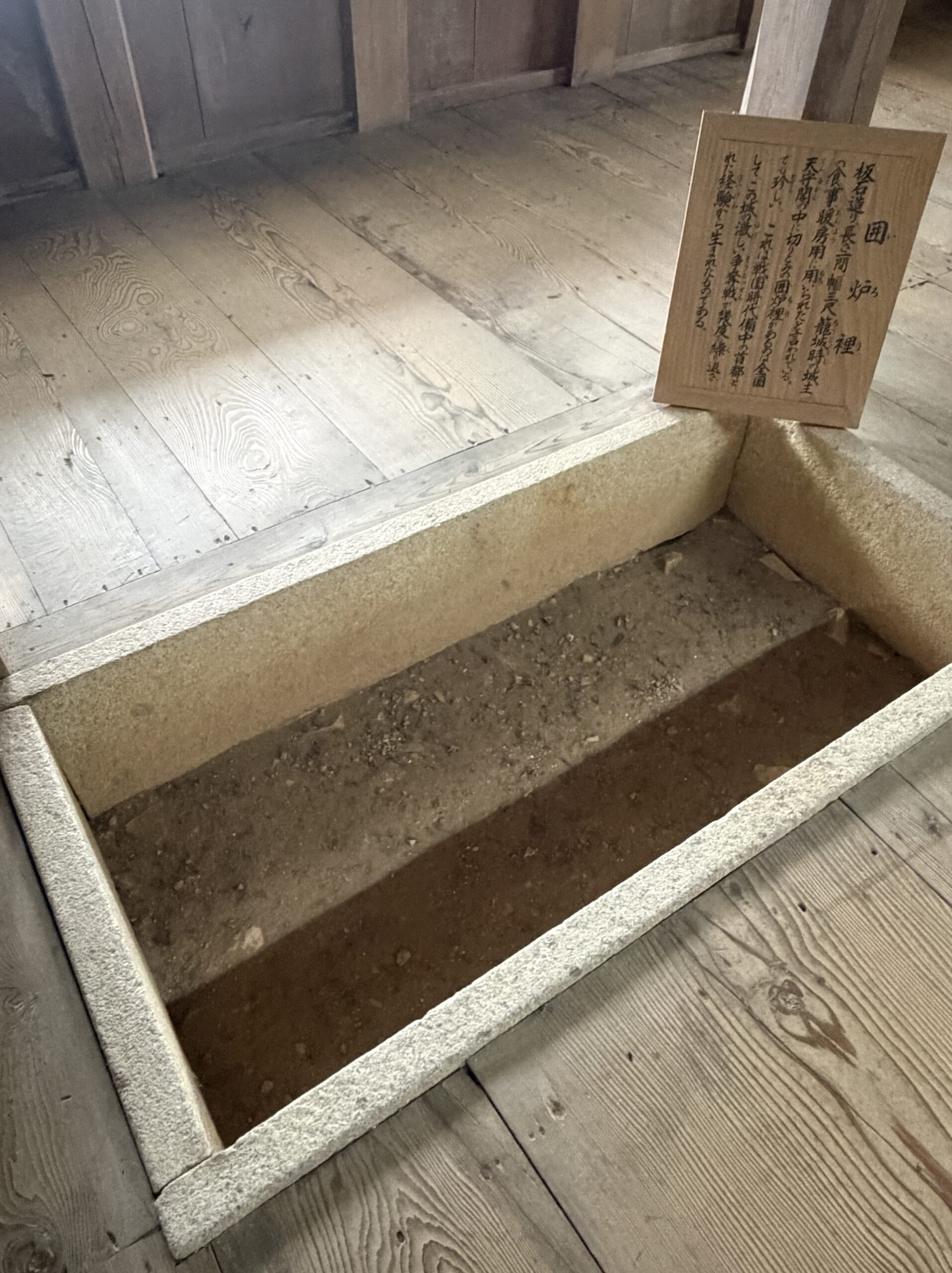 天守の床に設けられた囲炉裏