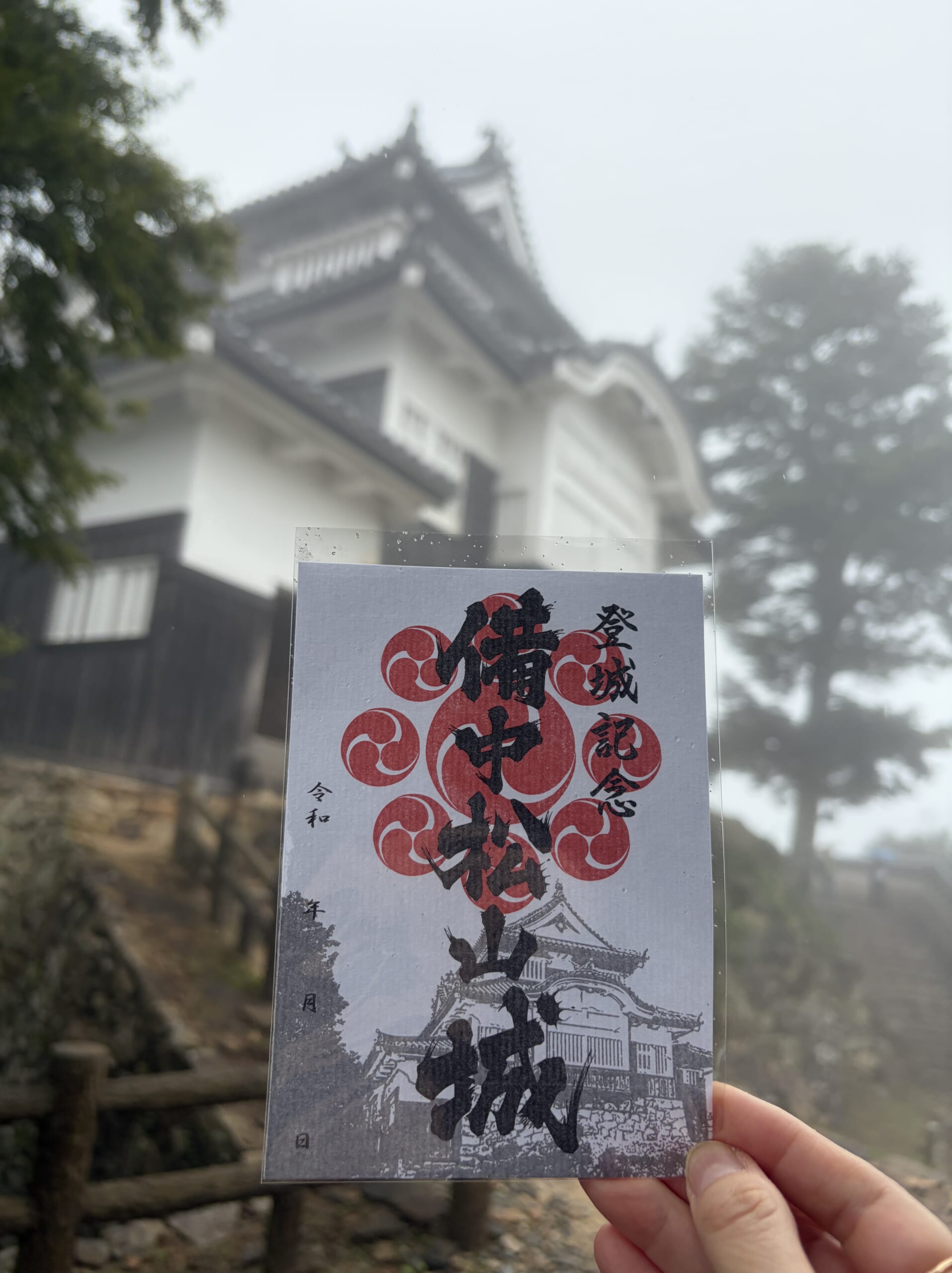 天守を背景にした御城印